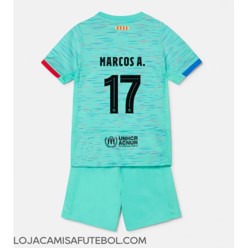 Camisa de Futebol Barcelona Marcos Alonso #17 Equipamento Alternativo Infantil 2023-24 Manga Curta (+ Calças curtas)